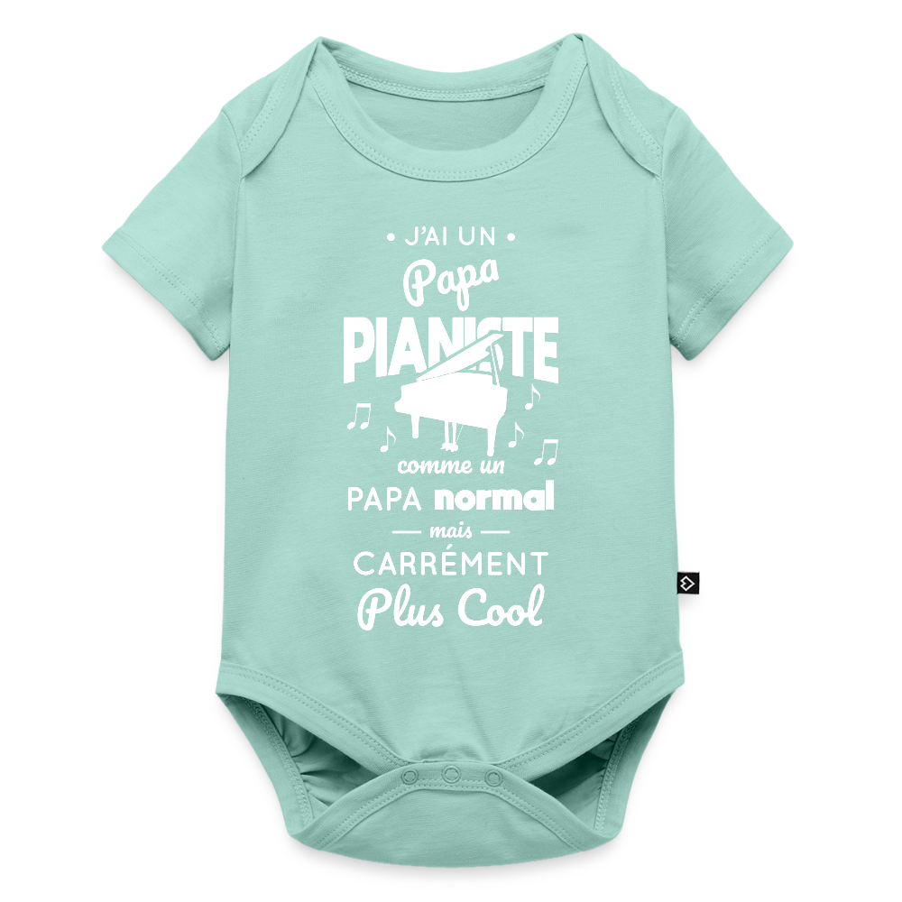 Body Bébé bio manches courtes - J'ai un papa pianiste - menthe 