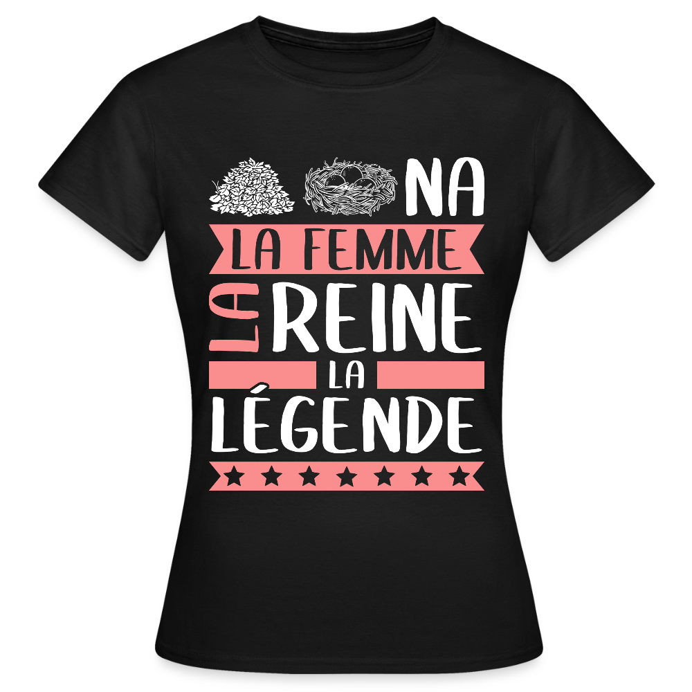 T-shirt femme Tanina rébus – La femme, la reine, la légende - noir