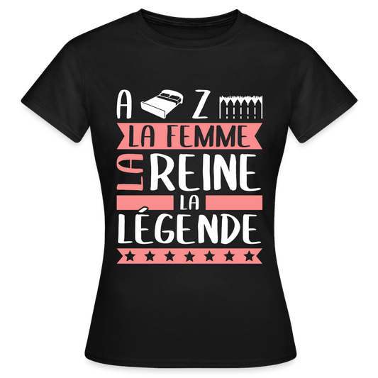 T-shirt femme Alizée rébus – La femme, la reine, la légende - noir