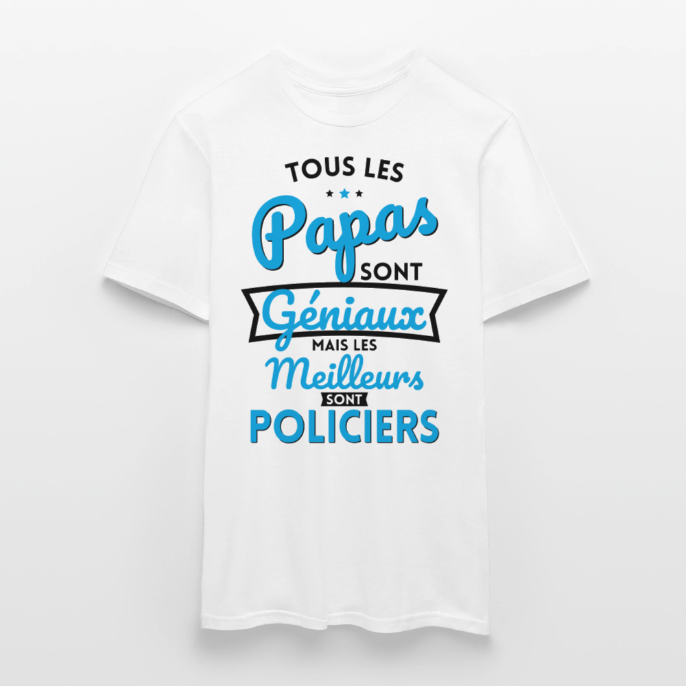 T-shirt Homme - Papas géniaux - Les meilleurs sont policiers - blanc