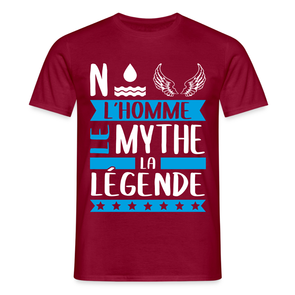 T-shirt homme Noël rébus – L’homme, le mythe, la légende - rouge brique