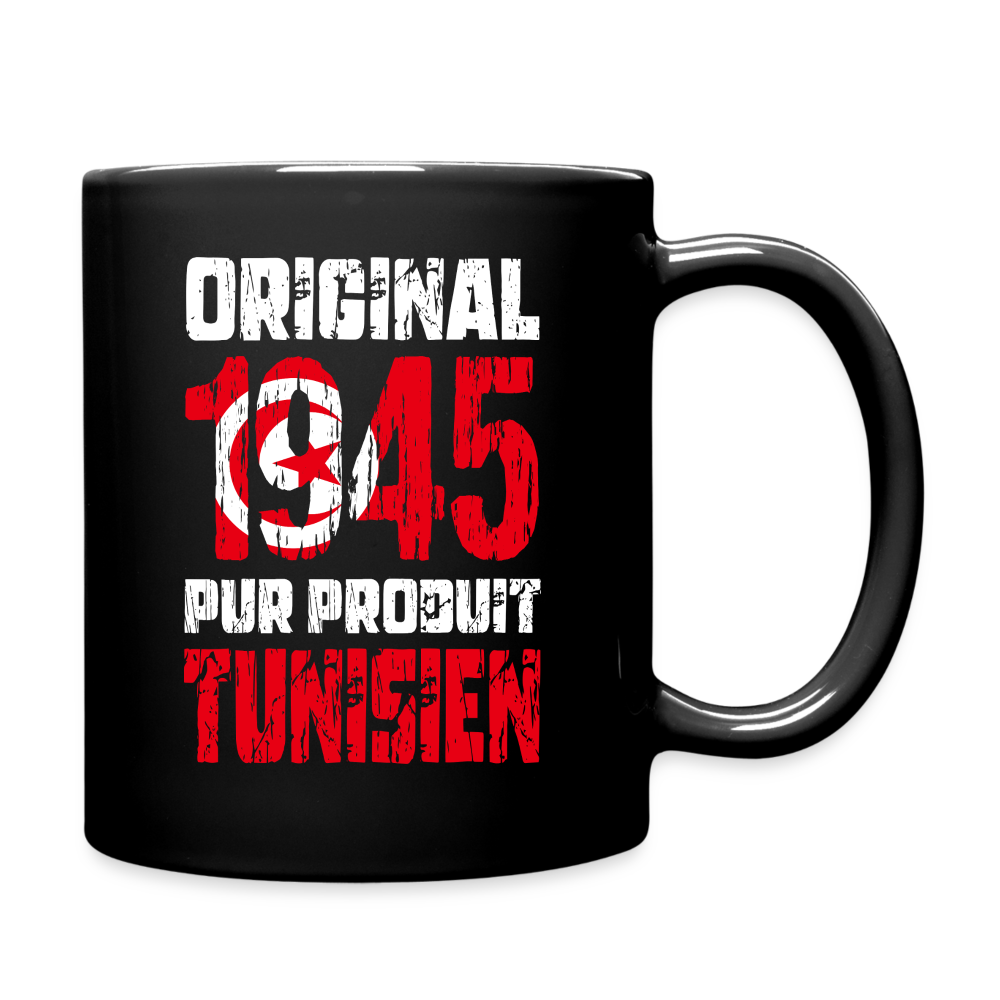 Mug uni - Anniversaire 80 Ans - Original 1945 - Pur produit Tunisien - noir