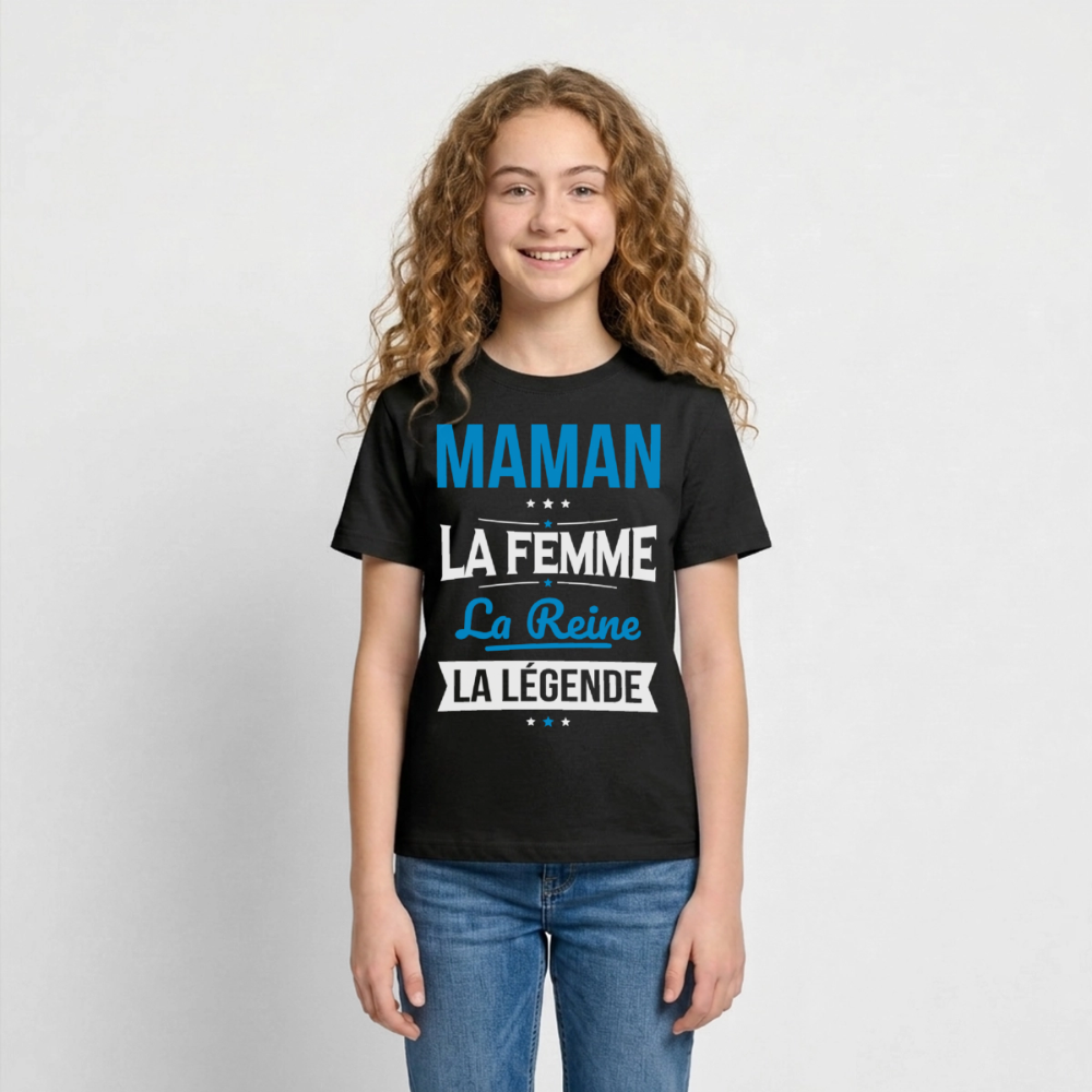 T-shirt ado - Maman, femme, reine, légende - noir