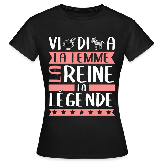 T-shirt femme Viridiana rébus – La femme, la reine, la légende - noir