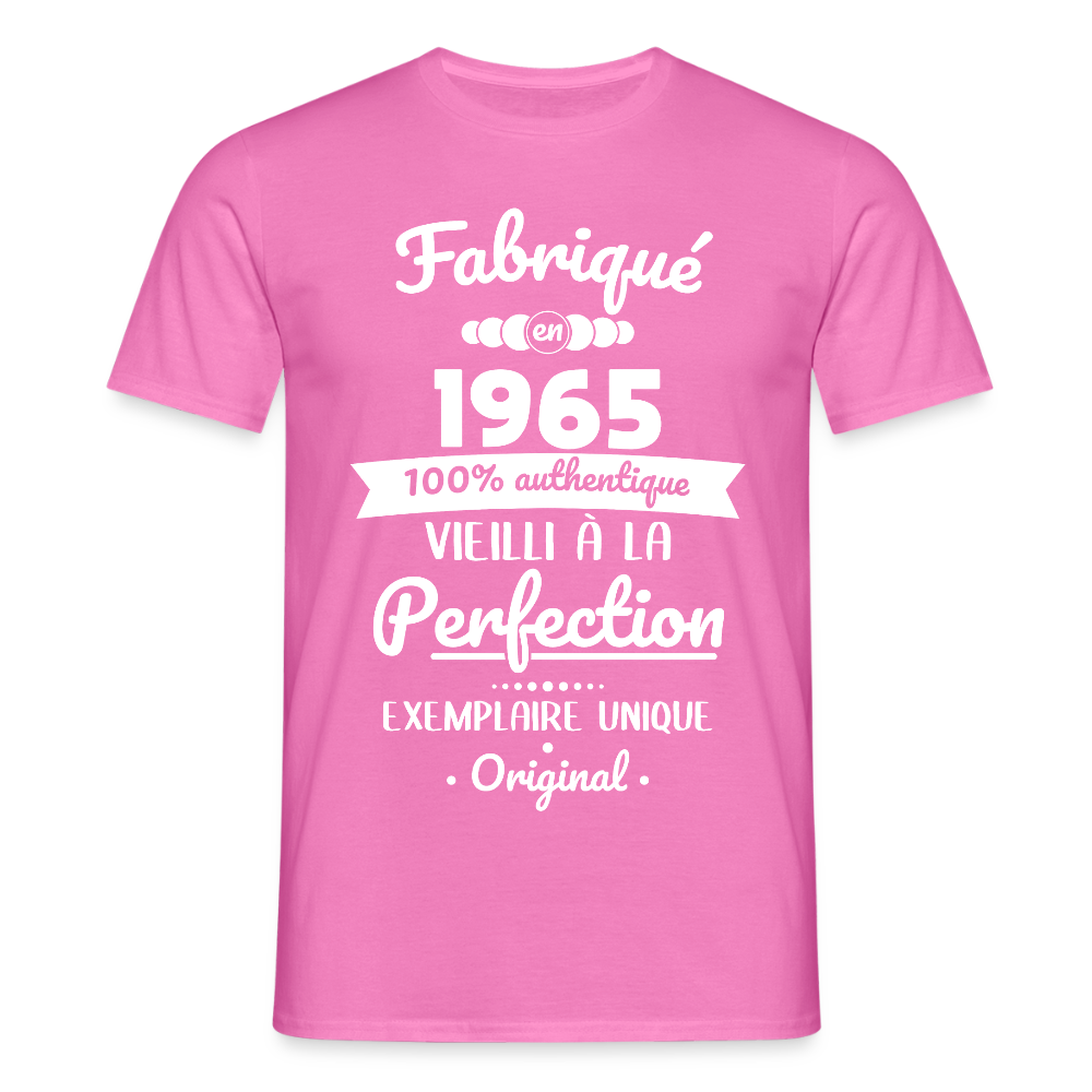 T-shirt Homme - Anniversaire 60 Ans - Fabriqué en 1965 - rose