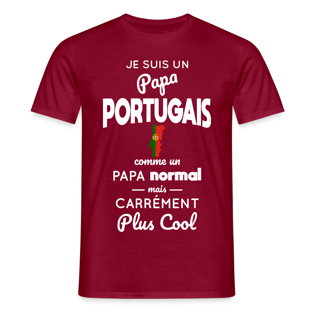 T-shirt Homme - Papa Portugais Plus Cool - rouge brique