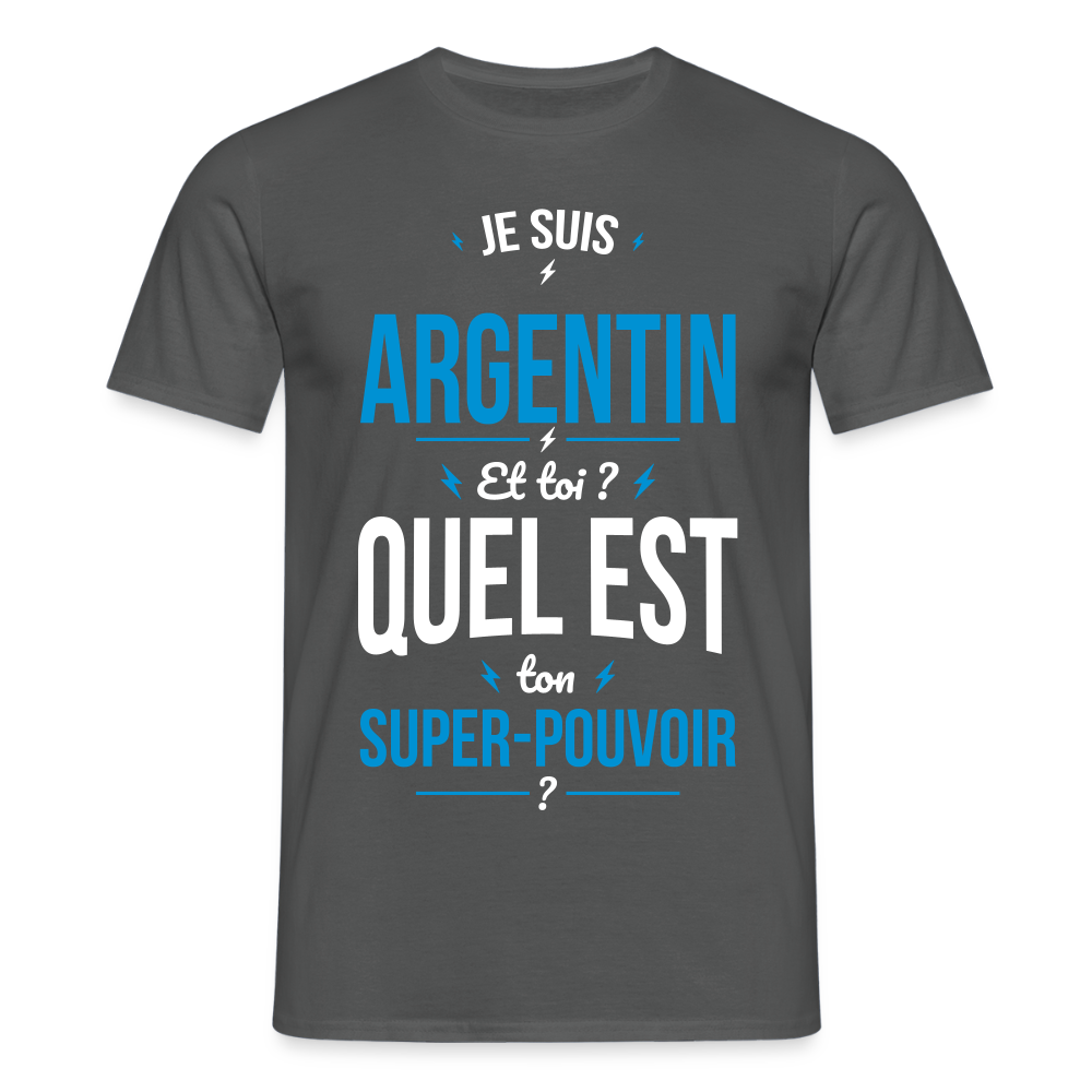 T-shirt Homme - Je suis Argentin - Super-pouvoir - charbon