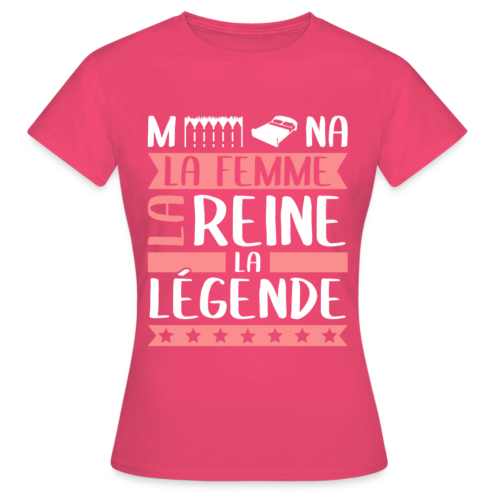 T-shirt femme Mélina rébus – La femme, la reine, la légende - rose azalée