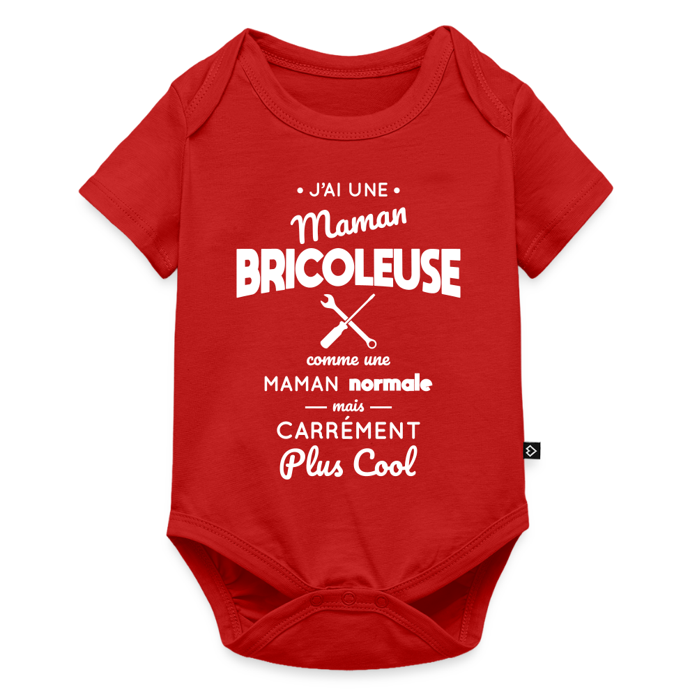 Body Bébé bio manches courtes - J'ai une maman bricoleuse - rouge