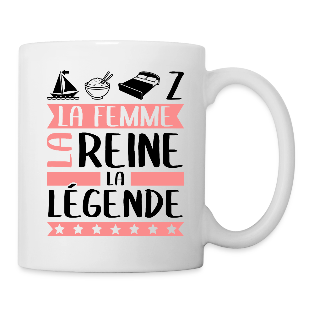 Mug blanc Marie-Lise rébus – La femme, la reine, la légende - blanc