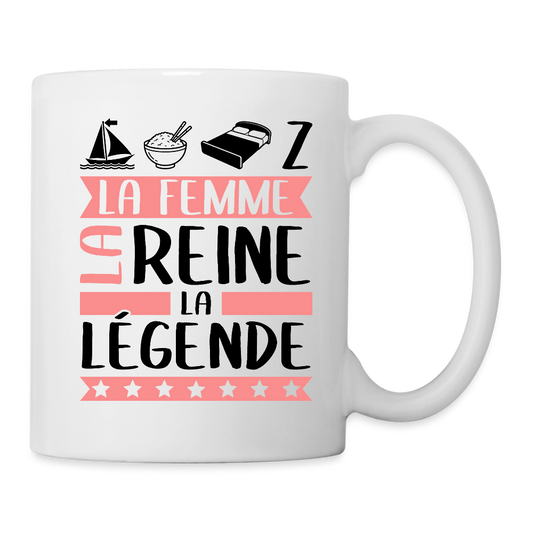 Mug blanc Marie-Lise rébus – La femme, la reine, la légende - blanc