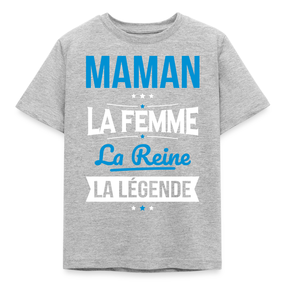T-shirt enfant - Maman, femme, reine, légende - gris chiné