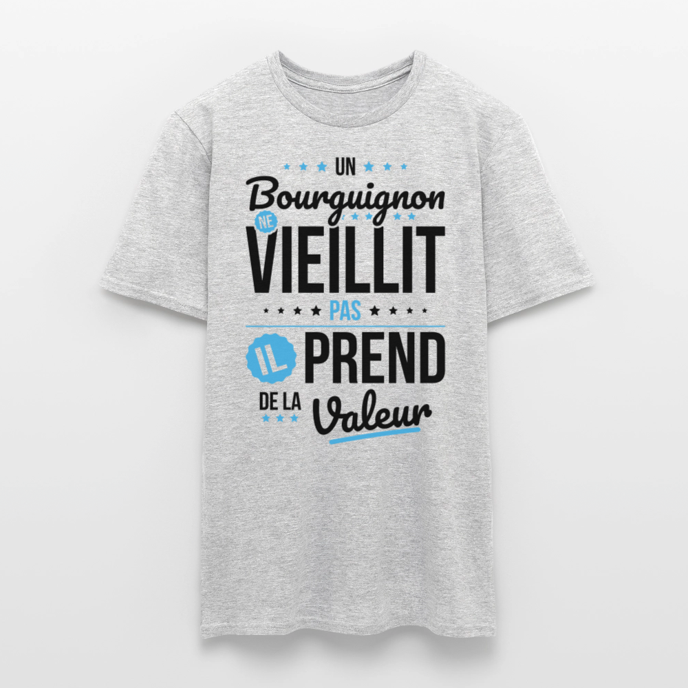 T-shirt Homme - Un Bourguignon ne vieillit pas - gris chiné