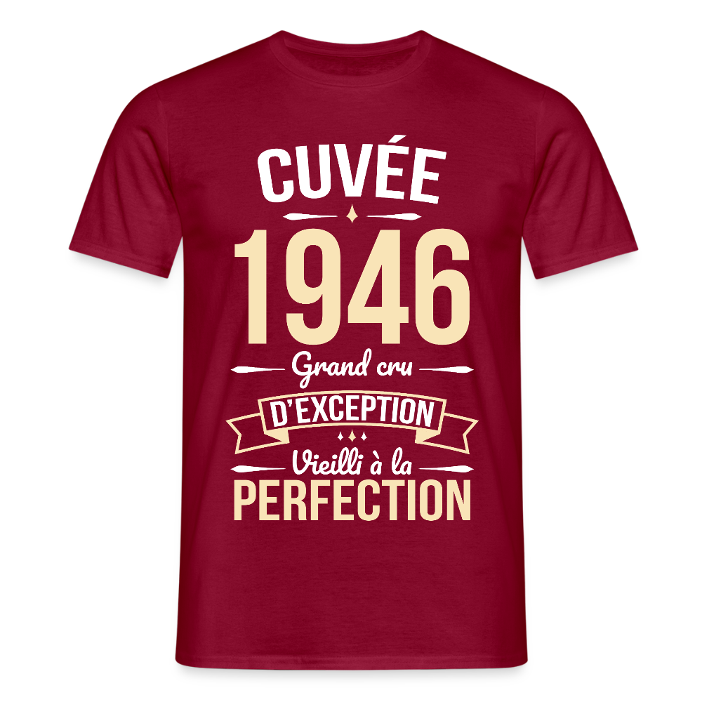 T-shirt anniversaire homme 80 ans – Cuvée 1946, Grand cru d’exception - rouge brique