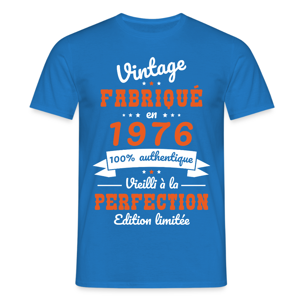 T-shirt anniversaire homme 50 ans – Vintage 1976 - bleu royal