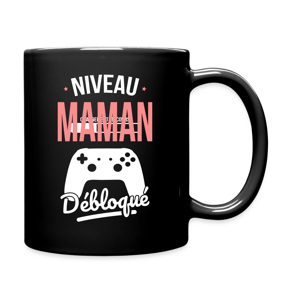 Mug uni cadeau maman - Niveau maman débloqué - noir