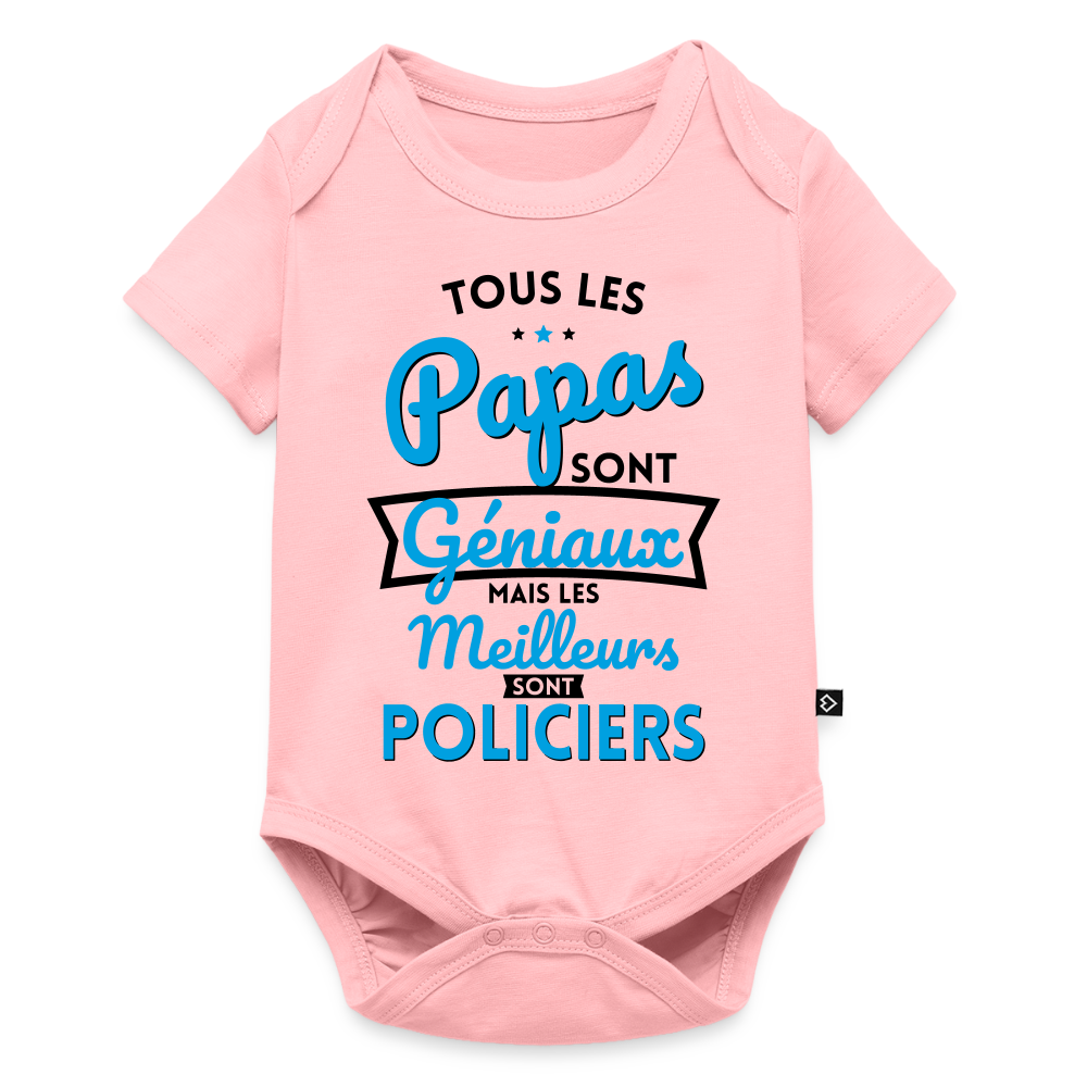 Body Bébé bio manches courtes - Papas géniaux - Les meilleurs sont policiers - rose