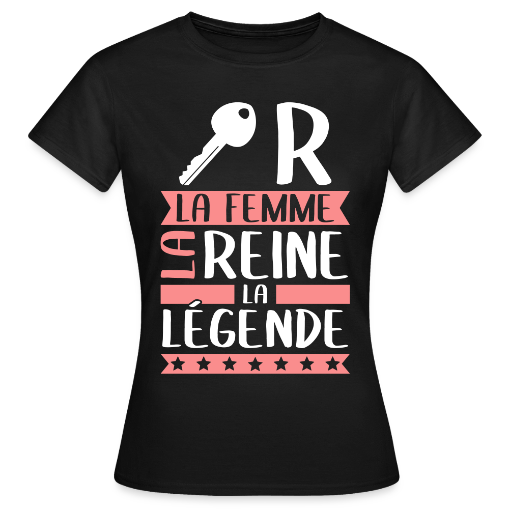 T-shirt femme Claire rébus – La femme, la reine, la légende - noir