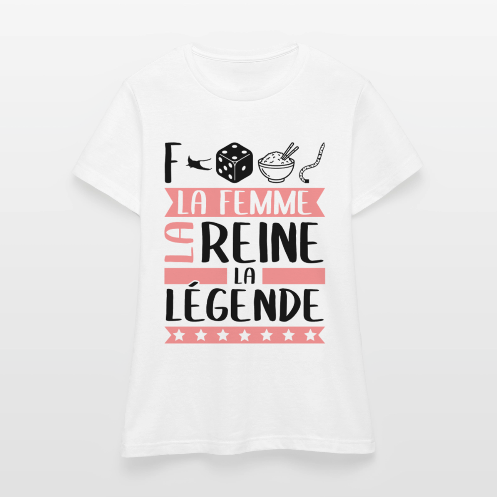 T-shirt femme coloris clair Frédérique rébus – La femme, la reine, la légende - blanc