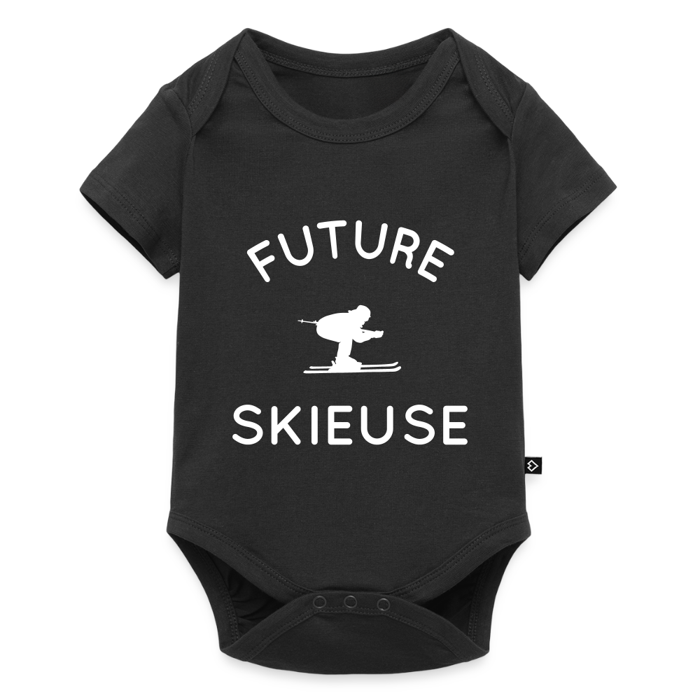 Body Bébé bio manches courtes - Future skieuse - noir