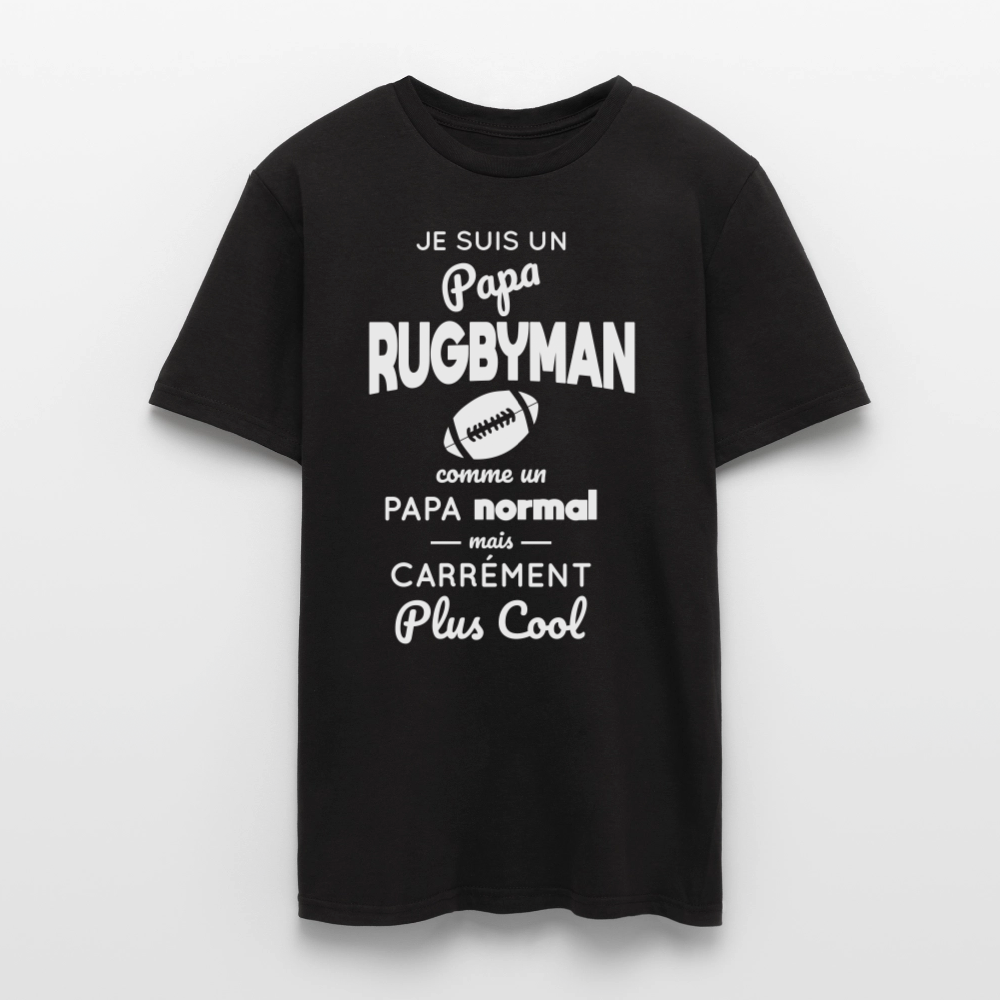 T-shirt Homme - Papa rugbyman plus cool - noir