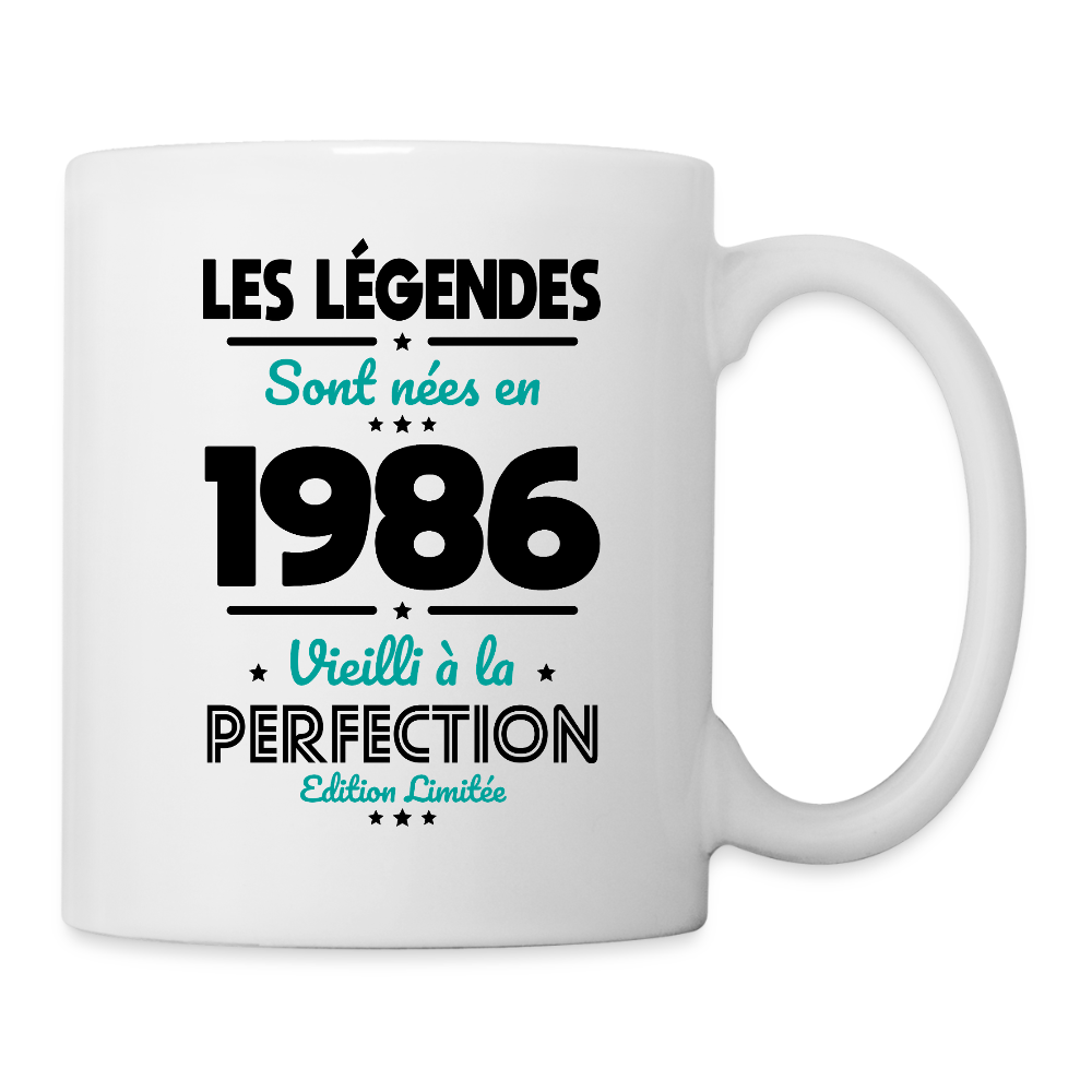 Mug anniversaire blanc homme 40 ans – Les légendes sont nées en 1986 - blanc