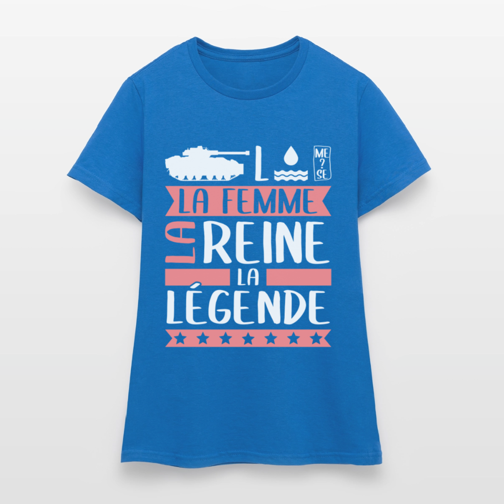 T-shirt femme Charlotte rébus – La femme, la reine, la légende - bleu royal
