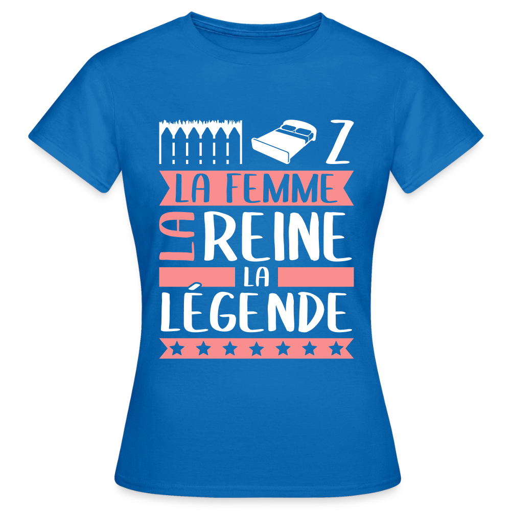 T-shirt femme Elise rébus – La femme, la reine, la légende - bleu royal