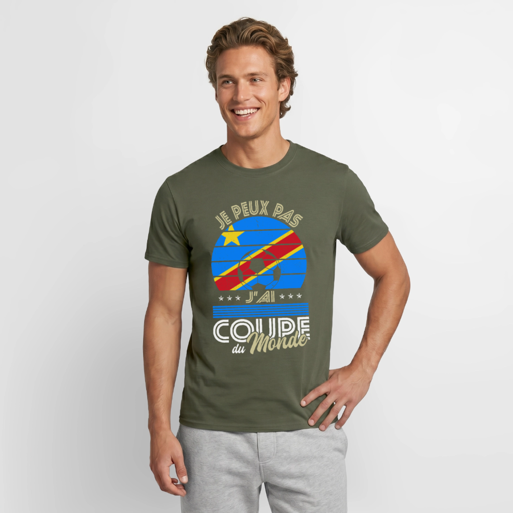 T-shirt Homme - Je peux pas j'ai Coupe du Monde - RD Congo - vert militaire