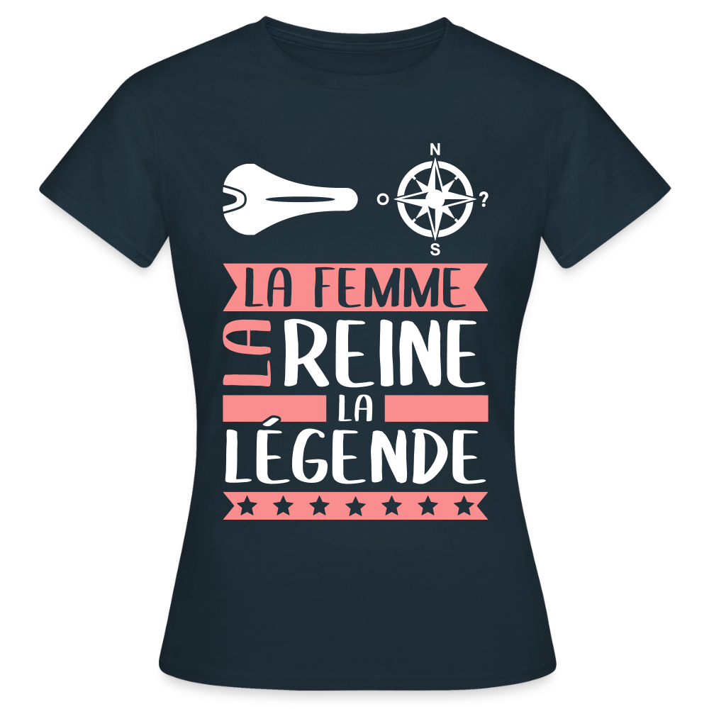 T-shirt femme Céleste rébus – La femme, la reine, la légende - marine
