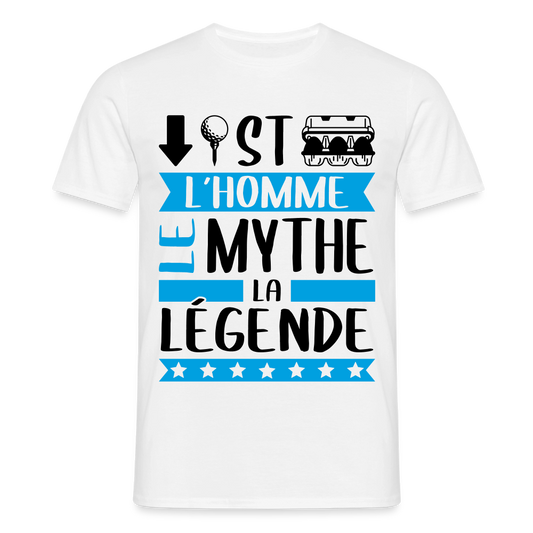 T-shirt homme coloris blanc Baptiste rébus – L’homme, le mythe - blanc