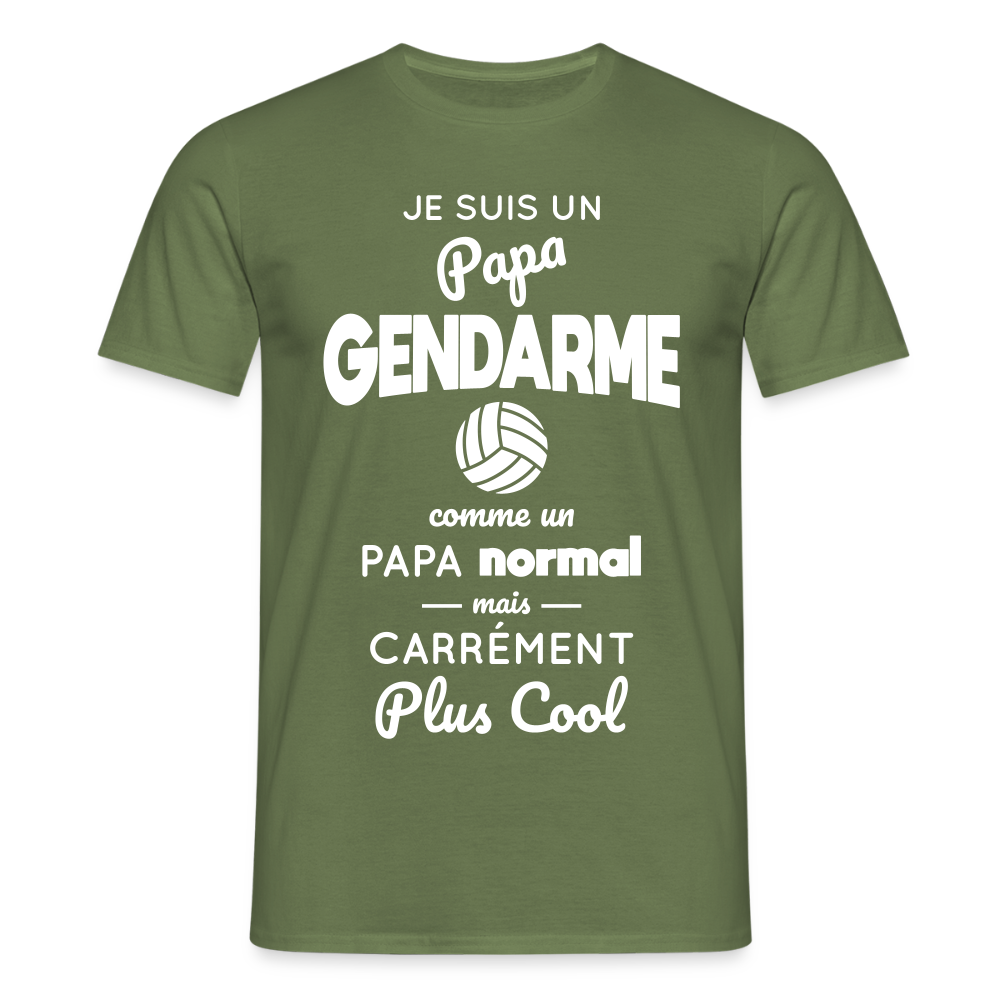 T-shirt Homme - Papa gendarme plus cool - vert militaire