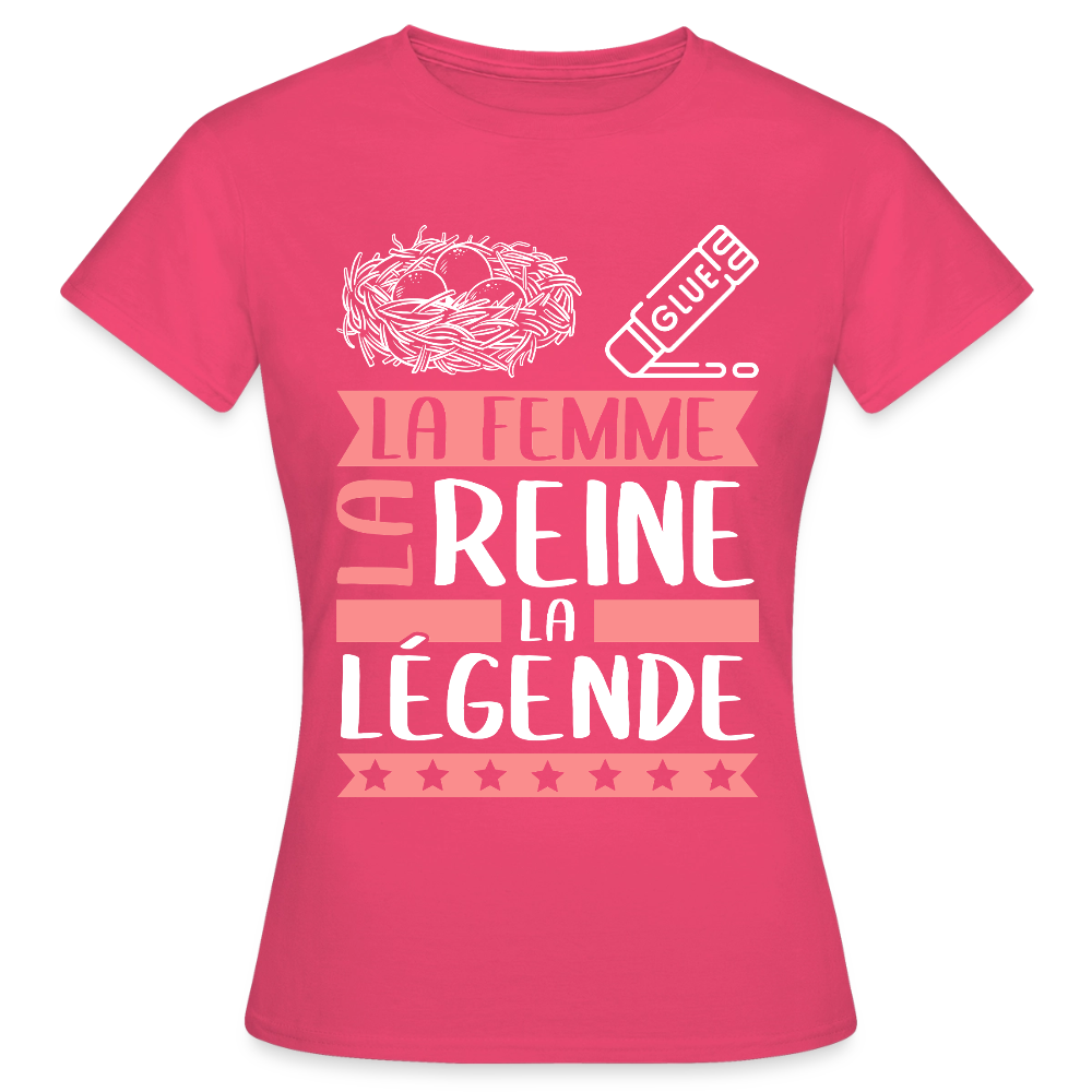 T-shirt femme Nicole rébus – La femme, la reine, la légende - rose azalée