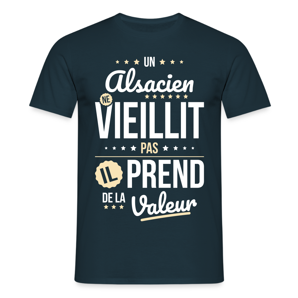 T-shirt Homme - Un Alsacien ne vieillit pas - marine