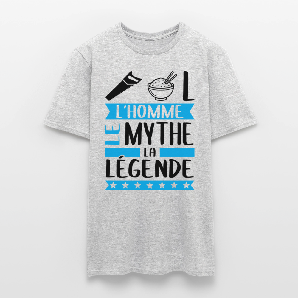 T-shirt homme coloris clair Cyril rébus – L’homme, le mythe, la légende - gris chiné