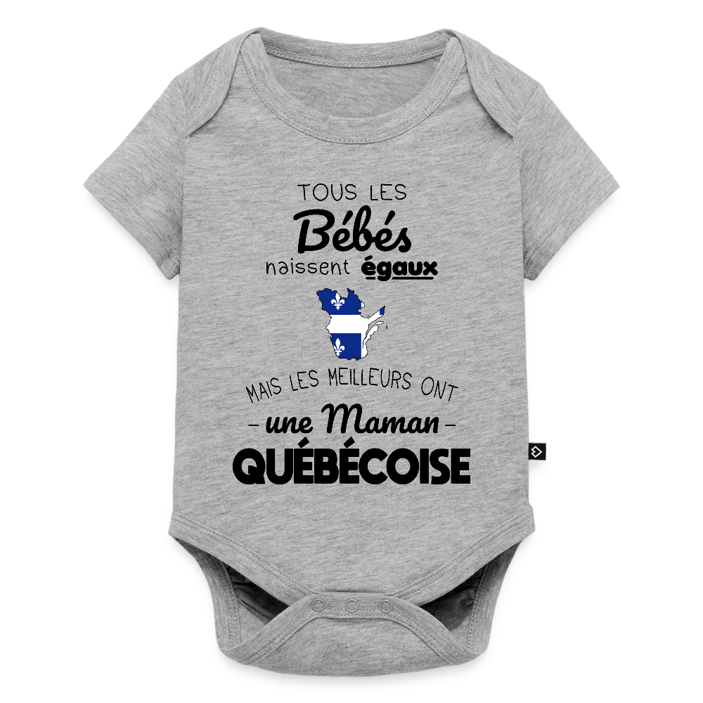 Body Bébé bio manches courtes - Les Meilleurs Ont Une Maman Québécoise - gris chiné