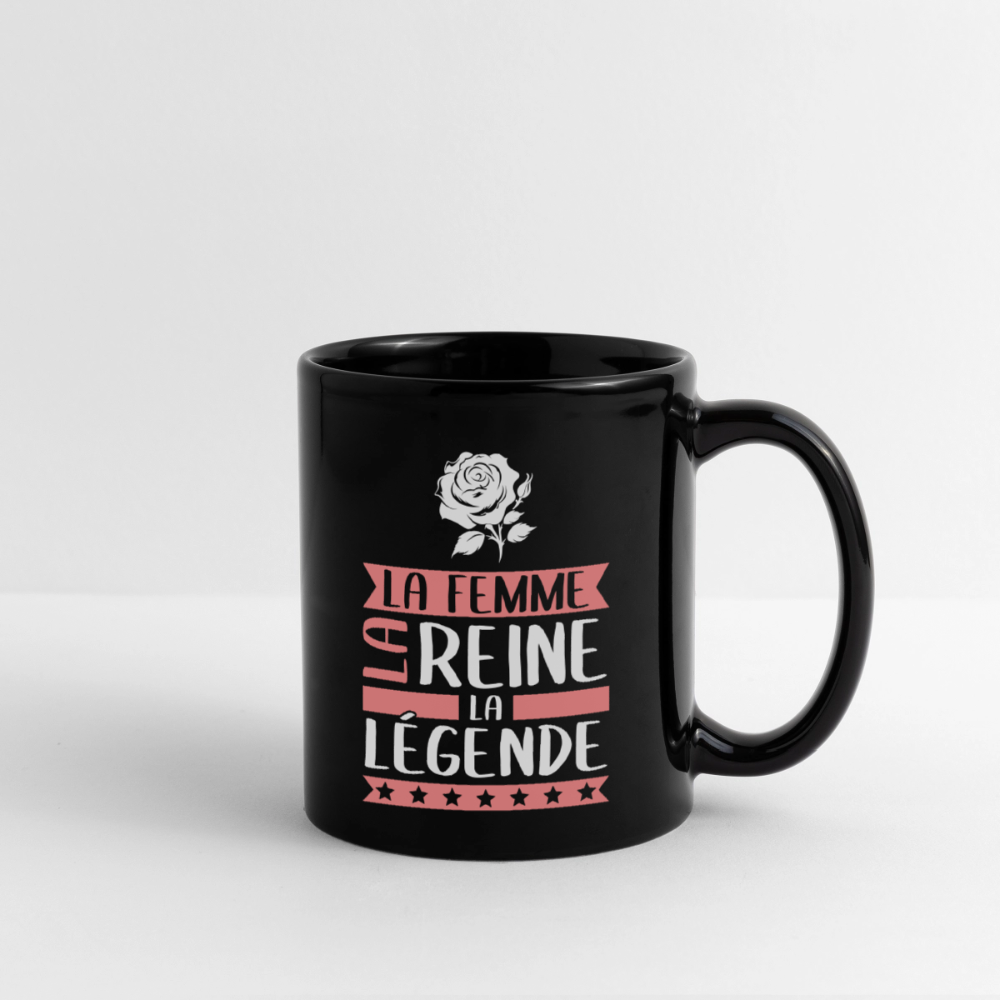 Mug uni Rose rébus – La femme, la reine, la légende - noir