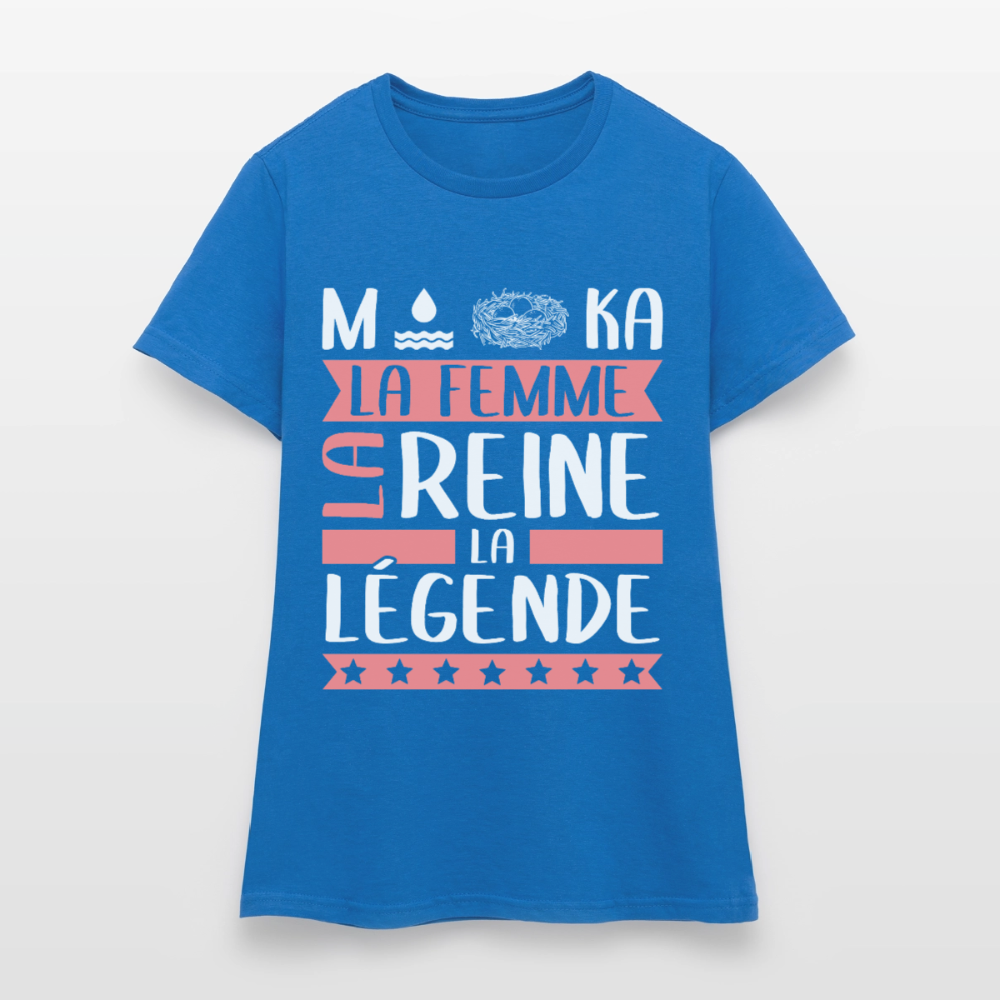 T-shirt femme Monica rébus – La femme, la reine, la légende - bleu royal