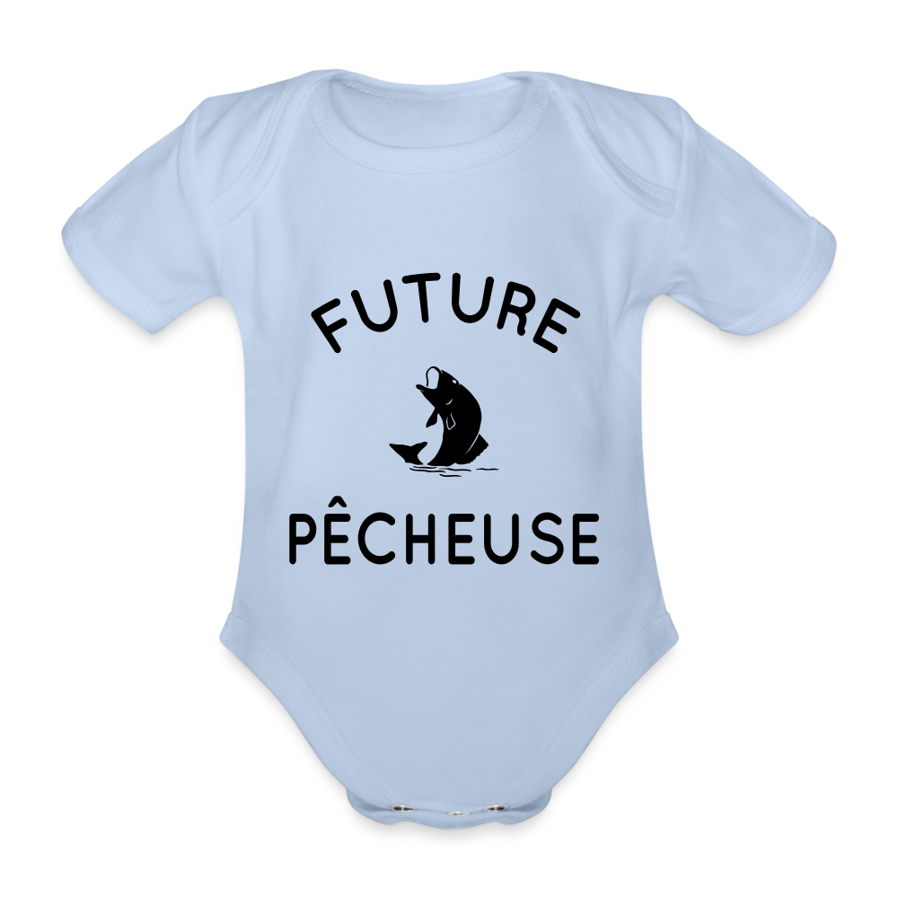 Body Bébé bio manches courtes - Future pêcheuse - ciel