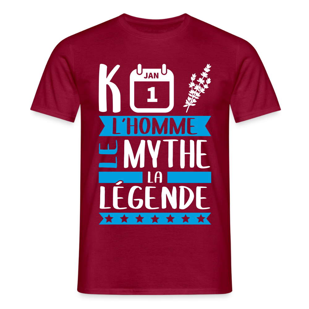 T-shirt homme Quentin rébus – L’homme, le mythe, la légende - rouge brique