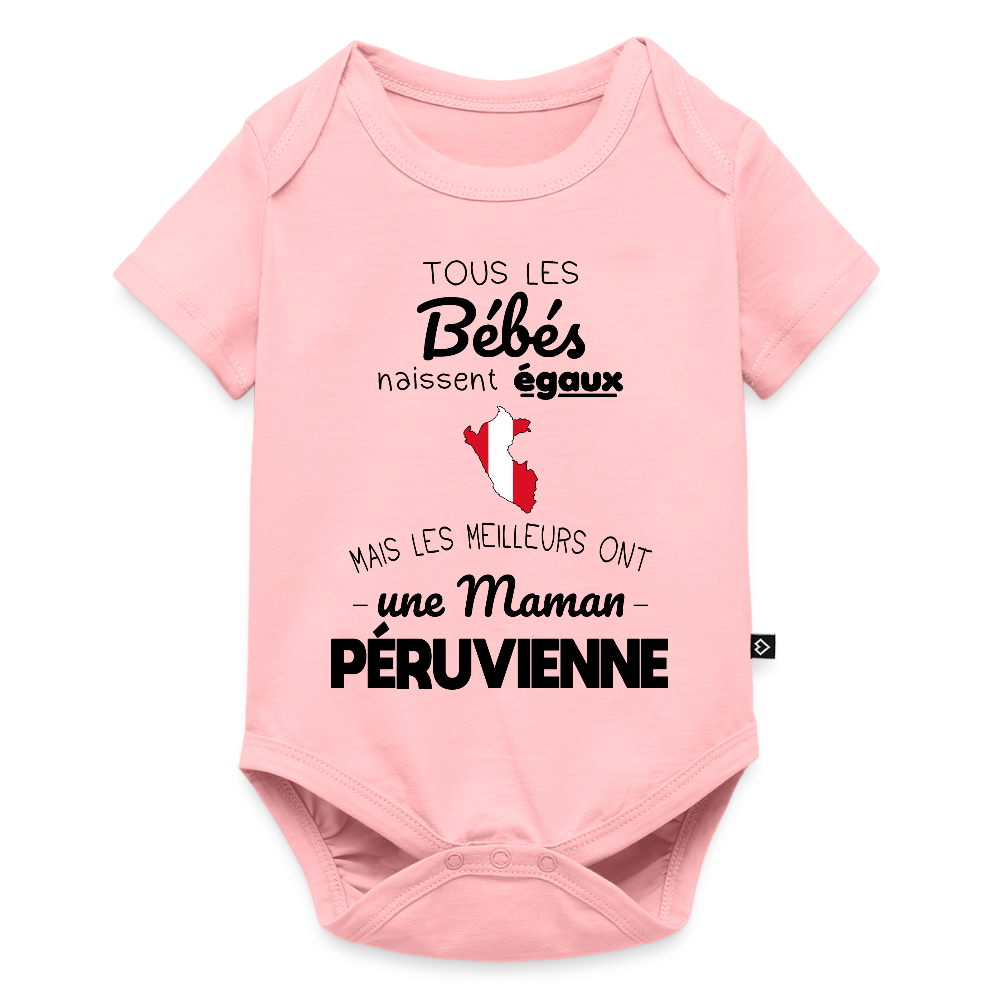 Body Bébé bio manches courtes - Les Meilleurs Ont Une Maman Péruvienne - rose