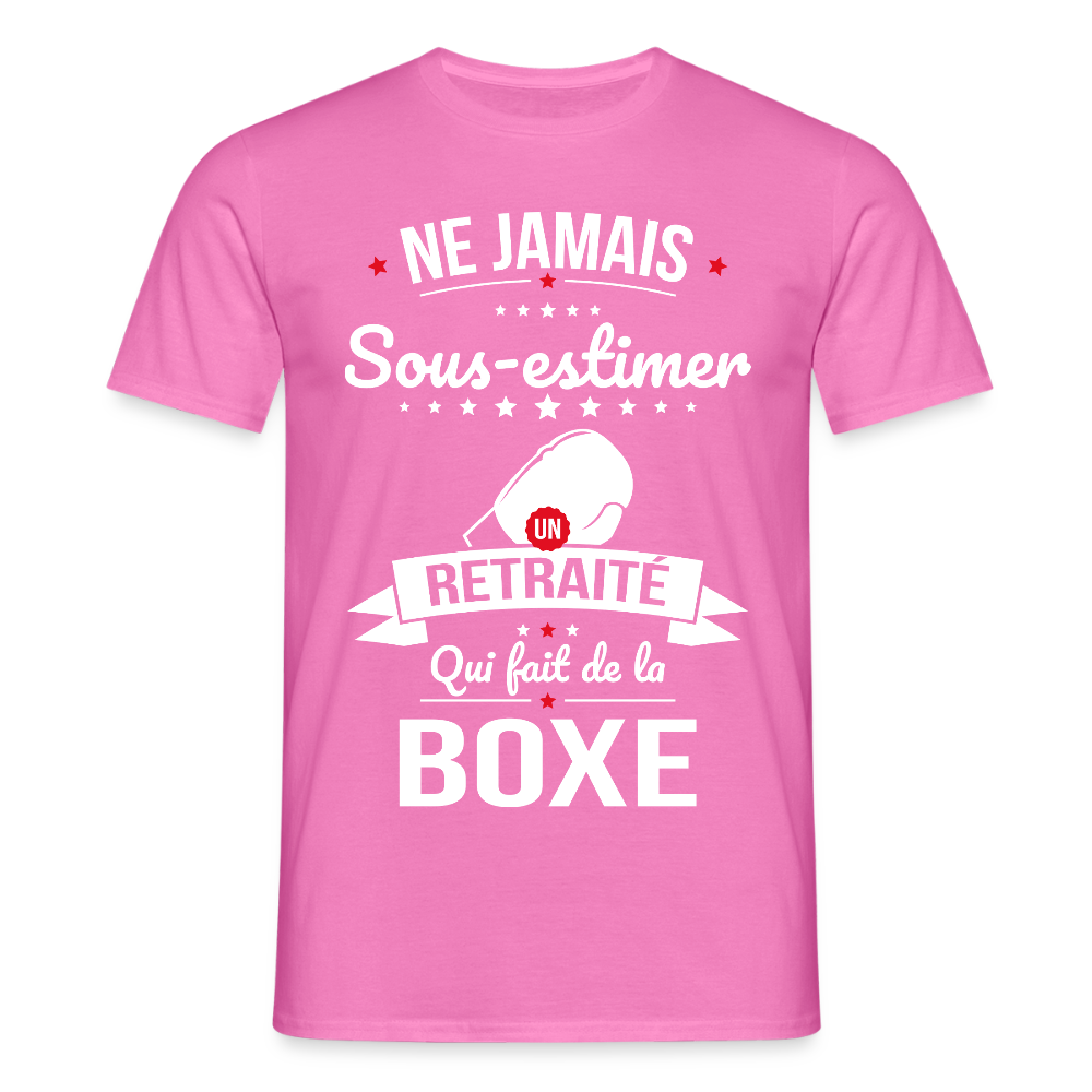 T-shirt Homme - Ne jamais sous-estimer un retraité qui fait de la boxe - rose
