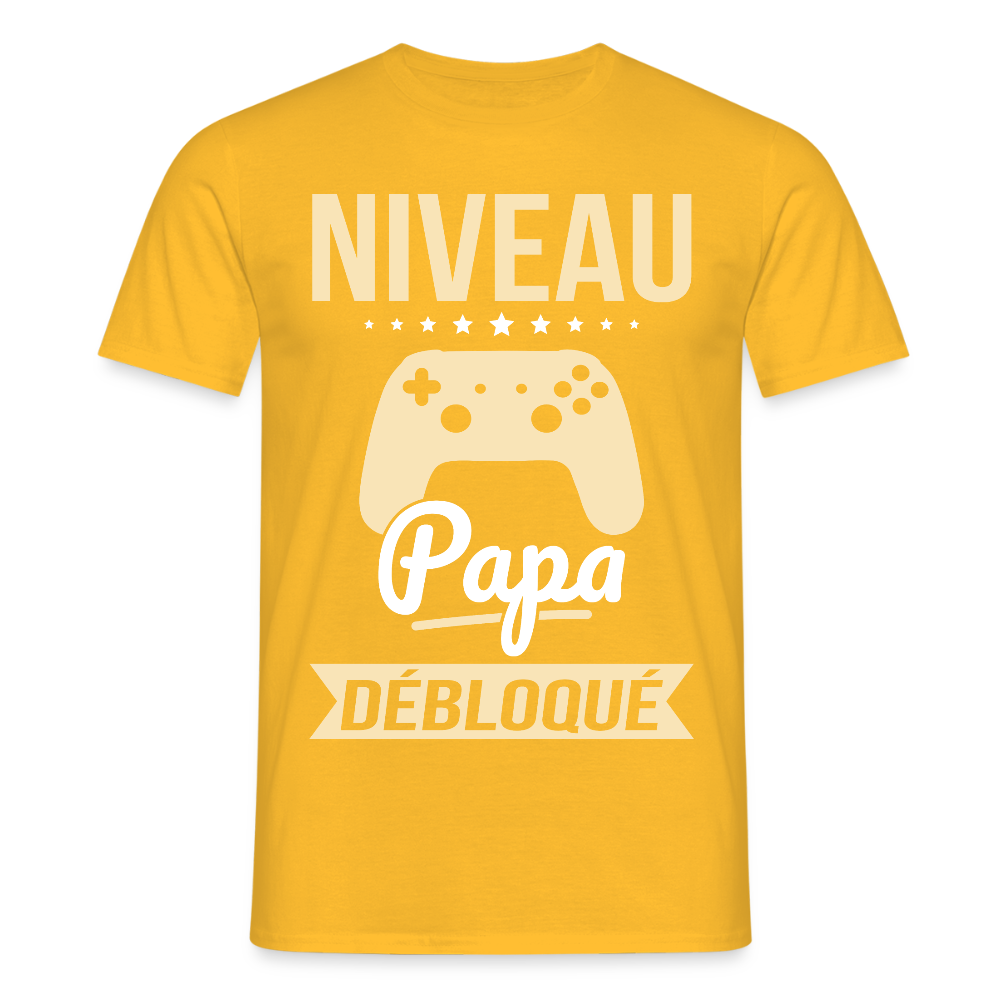 T-shirt Homme - Niveau Papa Débloqué - jaune