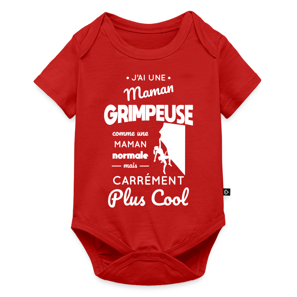 Body Bébé bio manches courtes - J'ai une maman grimpeuse - rouge