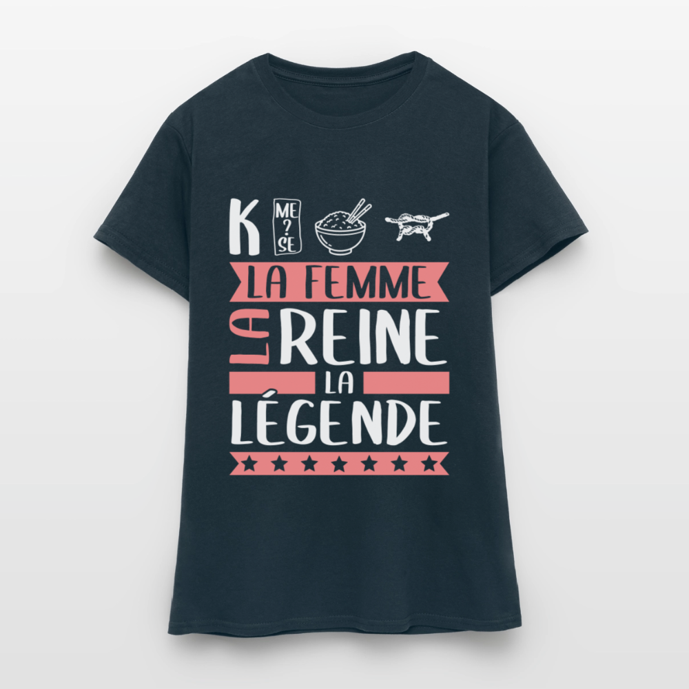 T-shirt femme Catherine rébus – La femme, la reine, la légende - marine