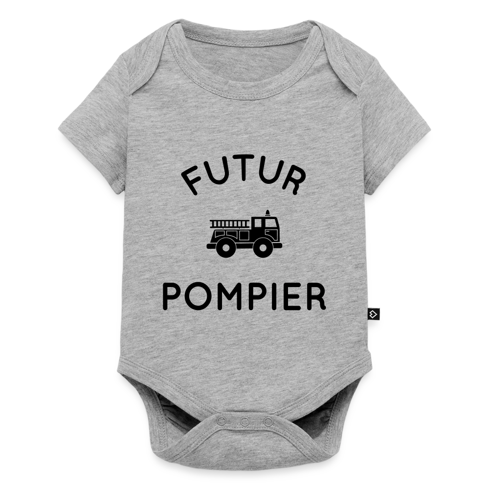 Body Bébé bio manches courtes - Futur pompier - gris chiné