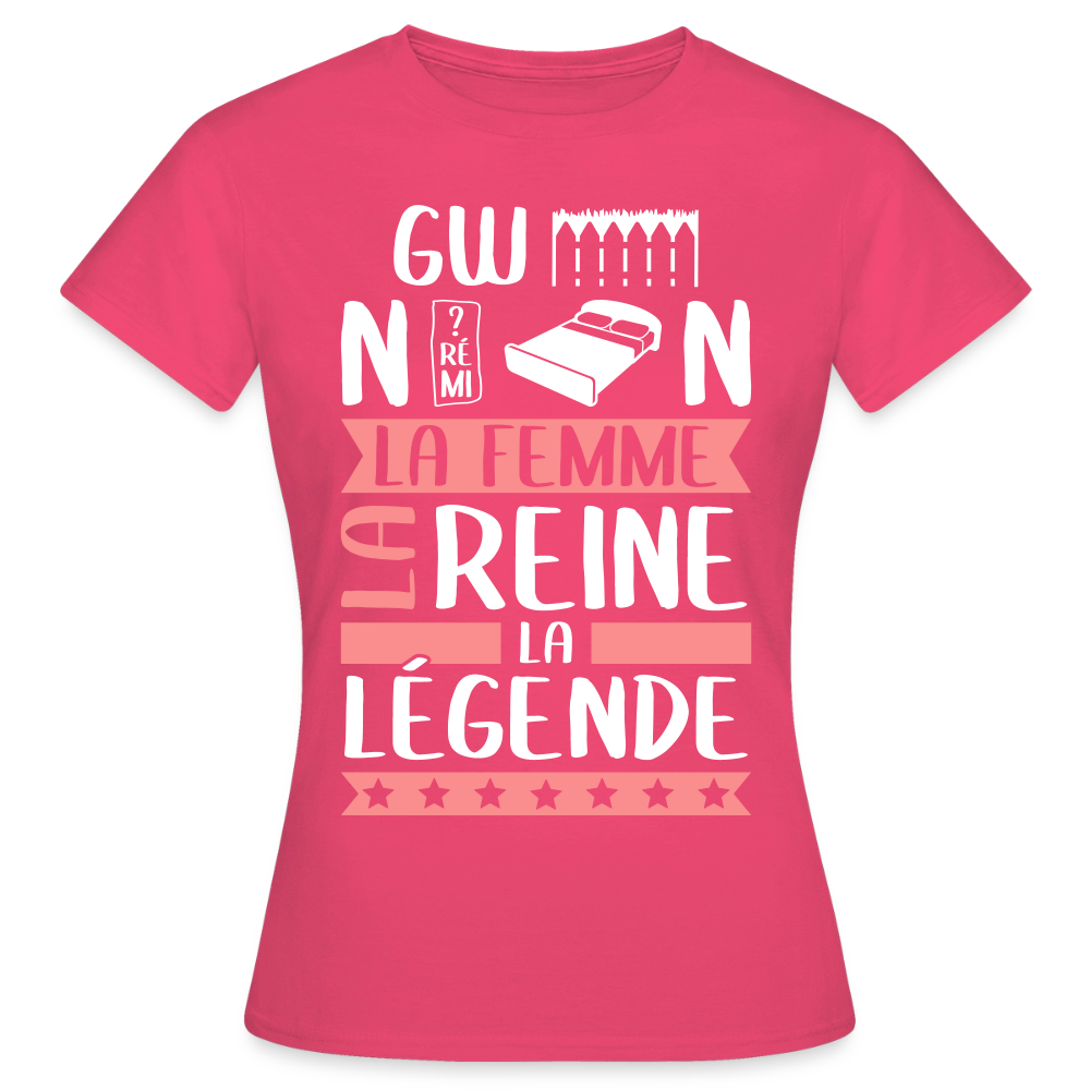 T-shirt femme Gwendoline rébus – La femme, la reine, la légende - rose azalée