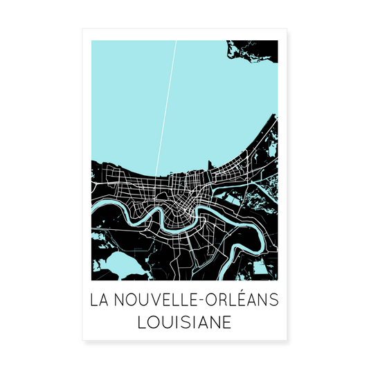 Poster La Nouvelle-Orléans - Plan La Nouvelle-Orléans - 20 x 30 cm - blanc