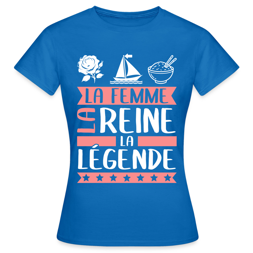 T-shirt femme Rose-Marie rébus – La femme, la reine, la légende - bleu royal