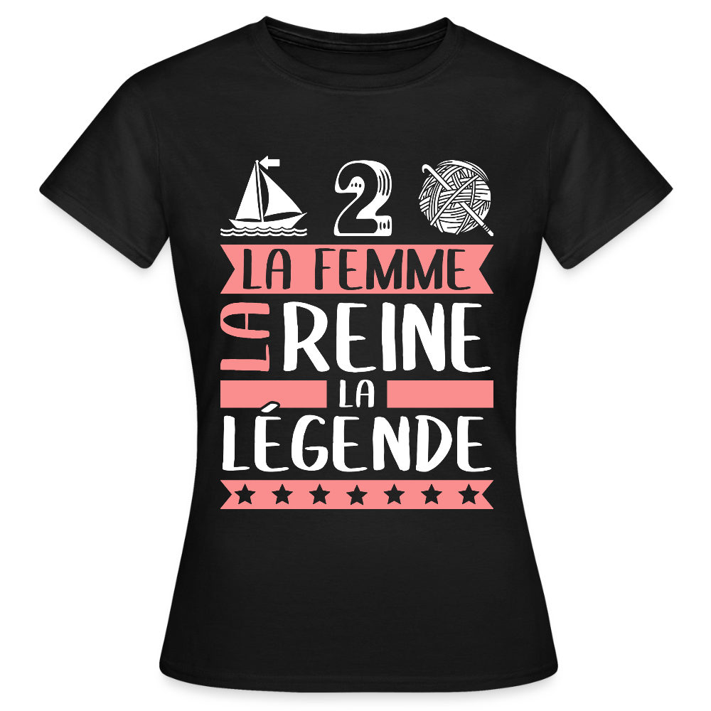 T-shirt femme Madeleine rébus – La femme, la reine, la légende - noir